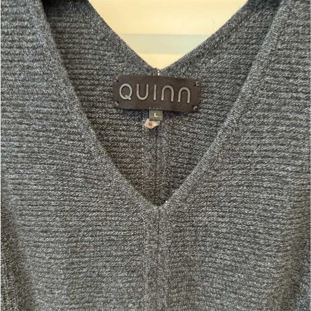 Quinn Cashmere Long Sleeve Sweater size Large L gray 60% cashmere 40%wool K - Picture 9 of 9